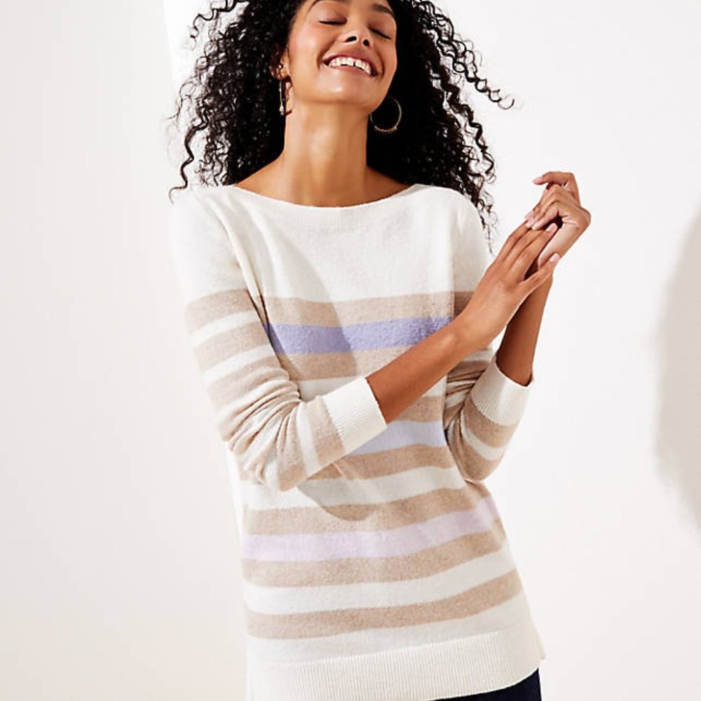 LOFT Women's‎ NWT Striped Boatneck Tunic Sweater